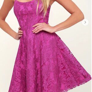 She's a Star Magenta Lace Skater Dress